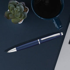 Custom Printed Cross Calais™ Matte Metallic Blue With Polished Chrome Appointments Ballpoint Pen - Stainless Steel | Logo Branding Corporate Gift | UAE Delivery | Yalla Printing UAE