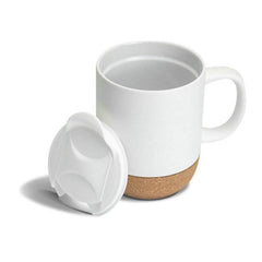 Custom Printed Lucca - Giftology Ceramic Mug With Cork And Lid - Ceramic | Exhibitions, Conferences, Corporate Events | Yalla Printing UAE