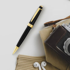 Custom Printed Cross Bailey Light™ Polished Black Resin And Gold Tone Ballpoint Pen | Logo Branding Corporate Gift | UAE Delivery | Yalla Printing UAE