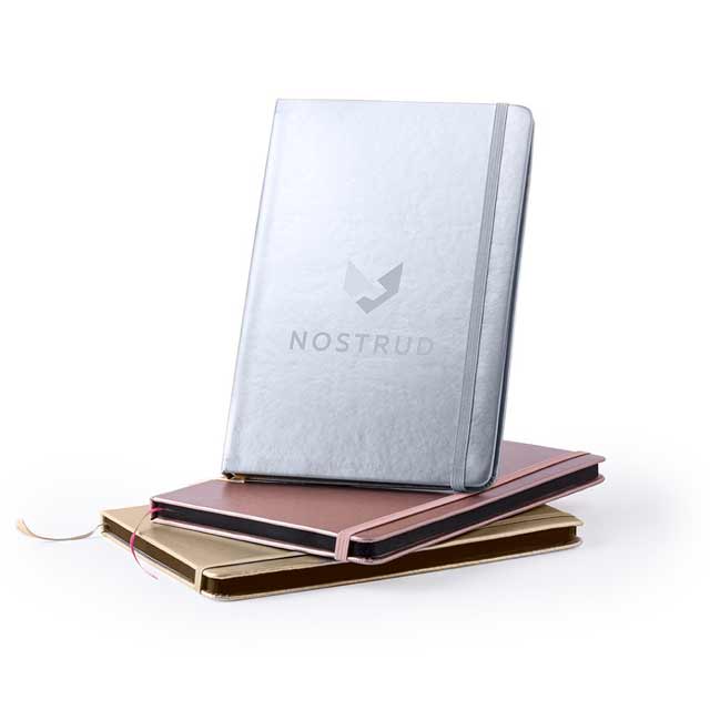 Custom Printed Pu A5 Notepad In Metallic Silver Color - Stainless Steel | Exhibitions, Conferences, Corporate Events | Yalla Printing UAE