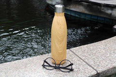 Custom Printed Geyer - Hans Larsen Stainless Steel Water Bottle With Wood Print - Stainless Steel | Exhibitions, Conferences, Corporate Events | Yalla Printing UAE