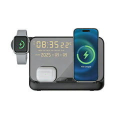 FAROS - @memorii 5 in 1 Wireless Fast Charging Station with Display Clock - Black