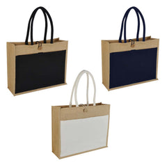 Custom Printed Monclova - Jute Bag With Canvas Pocket - Canvas Fabric | Exhibitions, Conferences, Corporate Events | Yalla Printing UAE