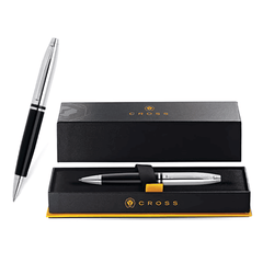 Custom Printed Cross Calais™ Chrome/Black Lacquer With Polished Chrome Appointments Ballpoint Pen (Blue Ink) | Logo Branding Corporate Gift | UAE Delivery | Yalla Printing UAE