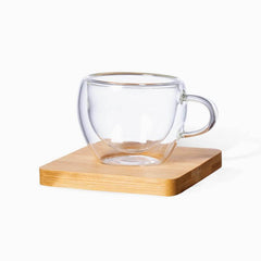 Pama - Set Of 2 Expresso Cup With Bamboo Coaster