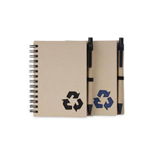 Custom Printed Hassa - Eco - Neutral A6 Notepad & Pen Set With Sticky Note - Kraft Brown Paper | Exhibitions, Conferences, Corporate Events | Yalla Printing UAE
