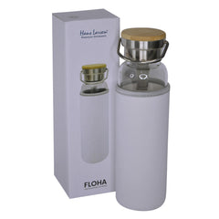 Custom Printed Floha - Hans Larsen Borosilicate Glass Bottle With Neo Sleeve - Bamboo | Exhibitions, Conferences, Corporate Events | Yalla Printing UAE