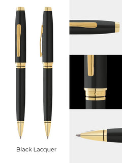 Custom Printed Cross Coventry Classic Black Lacquer With Gold Tone Appointments Ballpoint Pen | Logo Branding Corporate Gift | UAE Delivery | Yalla Printing UAE