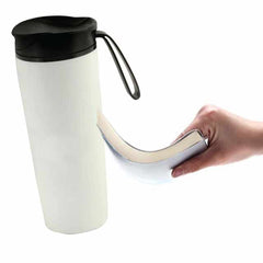 Custom Printed Eunoia - Hans Larsen Anti - Spill Mug With Black Lid - Stainless Steel | Exhibitions, Conferences, Corporate Events | Yalla Printing UAE