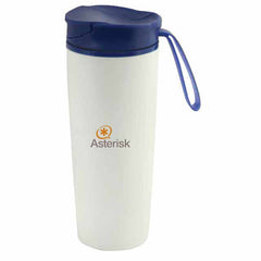 Custom Printed Eunoia - Hans Larsen Anti - Spill Mug With Blue Lid - Stainless Steel | Exhibitions, Conferences, Corporate Events | Yalla Printing UAE