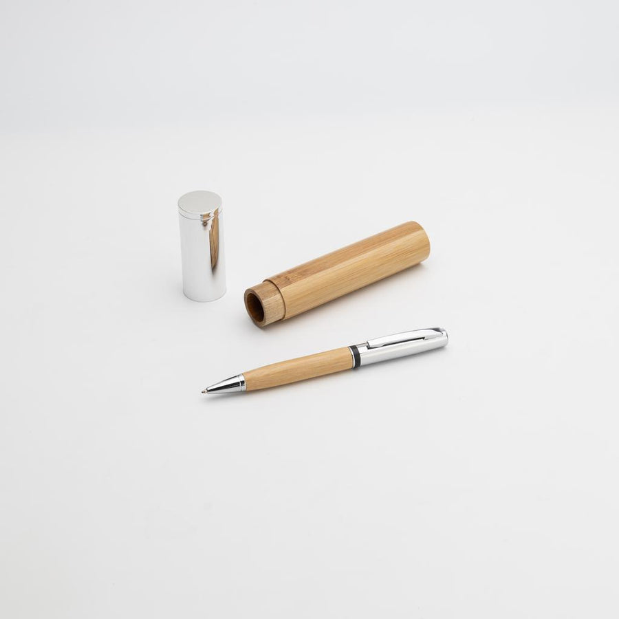 Custom Printed Atca - Eco - Neutral Metal Pen With Bamboo Barrel - Stainless Steel | Custom Packaging Printing | Free Design Support | Yalla Printing UAE