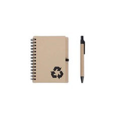 Custom Printed Hassa - Eco - Neutral A6 Notepad & Pen Set With Sticky Note - Kraft Brown Paper | Exhibitions, Conferences, Corporate Events | Yalla Printing UAE
