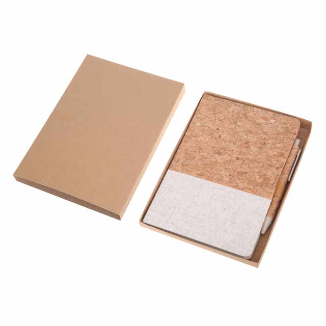 Custom Printed Borsa - Eco - Neutral Set Of A5 Cork Fabric Hard Cover Notebook And Pen | Exhibitions, Conferences, Corporate Events | Yalla Printing UAE