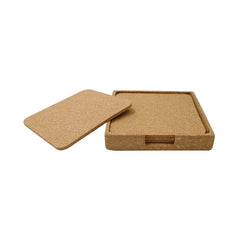 Custom Printed Terevi - Eco - Neutral Set Of 4 Cork Coasters With Cork Stand | Exhibitions, Conferences, Corporate Events | Yalla Printing UAE