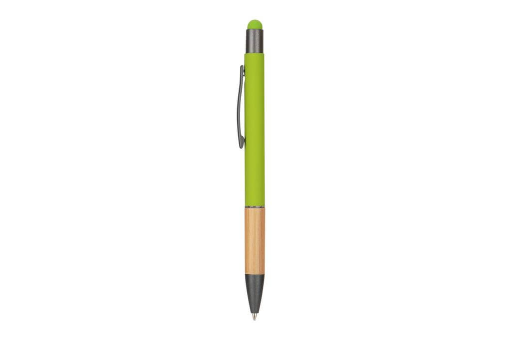 Custom Printed Aytos - Metal Stylus Pen With Bamboo Grip - Stainless Steel | Logo Branding Corporate Gift | UAE Delivery | Yalla Printing UAE