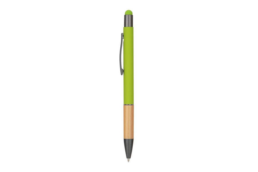 Custom Printed Aytos - Metal Stylus Pen With Bamboo Grip - Stainless Steel | Exhibitions, Conferences, Corporate Events | Yalla Printing UAE