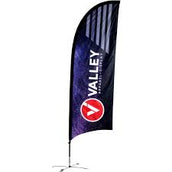 Curved Top Flag – Single-Sided Knitted Polyester, 85x300 cm | Aluminum Pole & Heavy 35kg Water Base | Yalla Printing - Yalla Printing