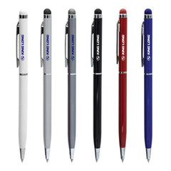 Custom Printed Slim Metal Pens With Stylus - Stainless Steel | Logo Branding Corporate Gift | UAE Delivery | Yalla Printing UAE