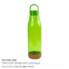 Custom Printed RPET Bottles With Cork Base, Twist - Off Lid, Handle 720Ml - Eco - Friendly RPET | Logo Branding Corporate Gift | UAE Delivery | Yalla Printing UAE