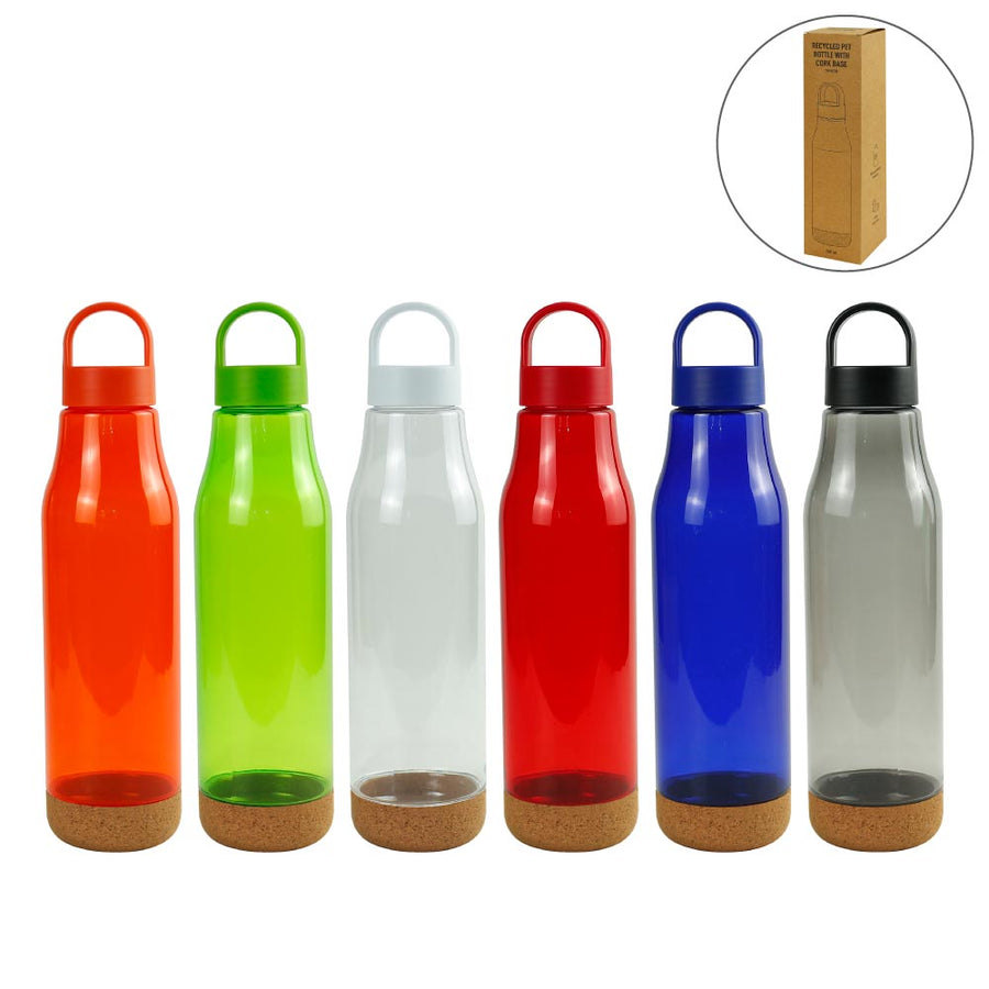 Custom Printed RPET Bottles With Cork Base, Twist - Off Lid, Handle 720Ml - Eco - Friendly RPET | Logo Branding Corporate Gift | UAE Delivery | Yalla Printing UAE