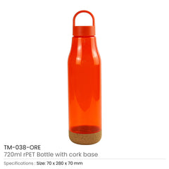 Custom Printed RPET Bottles With Cork Base, Twist - Off Lid, Handle 720Ml - Eco - Friendly RPET | Logo Branding Corporate Gift | UAE Delivery | Yalla Printing UAE