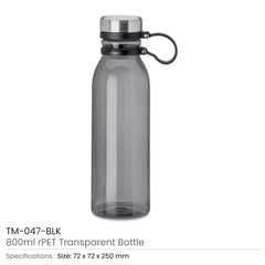 Custom Printed RPET Transparent Bottles 800Ml Ss Lid With Carry Handle - Eco - Friendly RPET | Logo Branding Corporate Gift | UAE Delivery | Yalla Printing UAE
