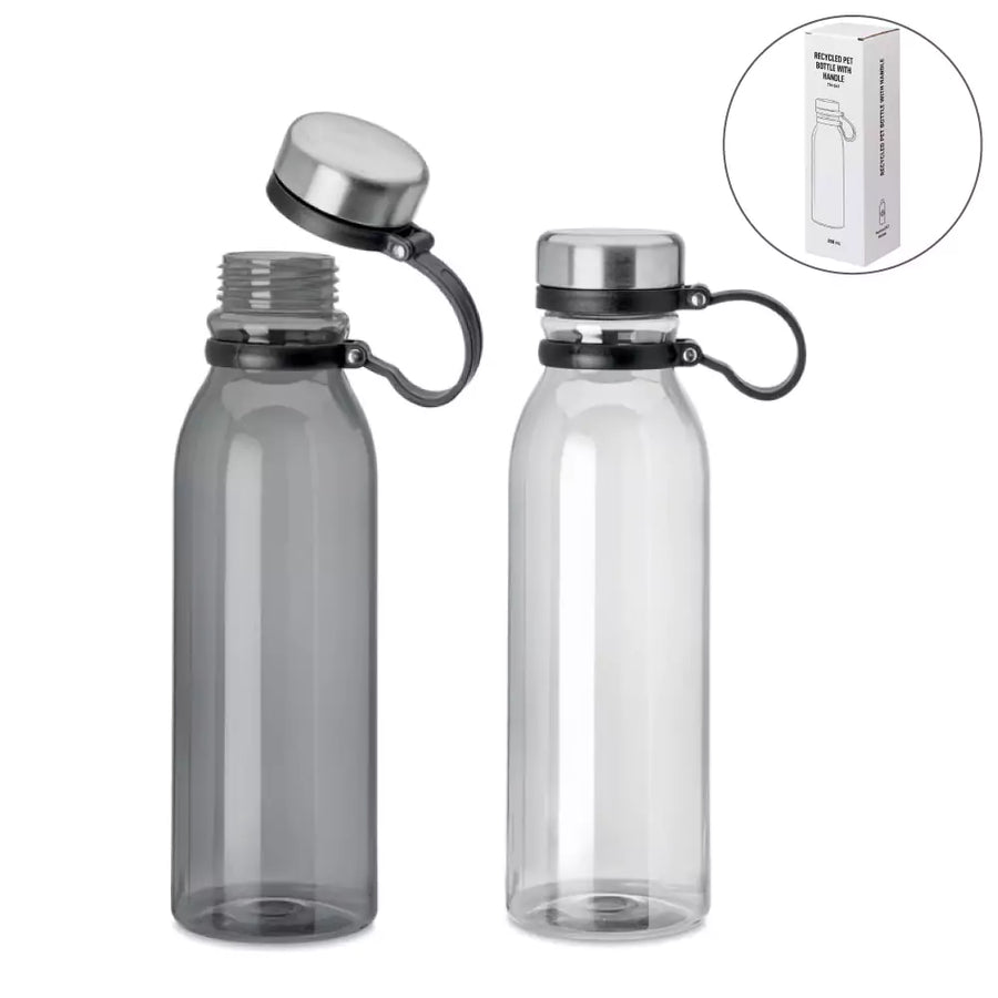 rPET Transparent Bottle 800ml Stainless Steel Lid with Carry Handle – Yalla Printing UAE