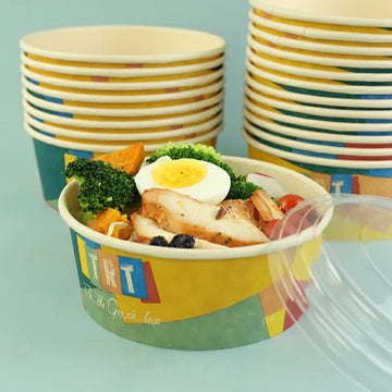 1300ml White Salad Bowl with Custom Printed Sleeve | Secure Pasting | Yalla Printing