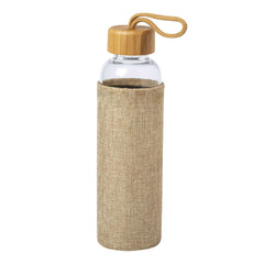 Custom Printed Glass Bottle With Sleeve 500Ml - Bamboo | Exhibitions, Conferences, Corporate Events | Yalla Printing UAE