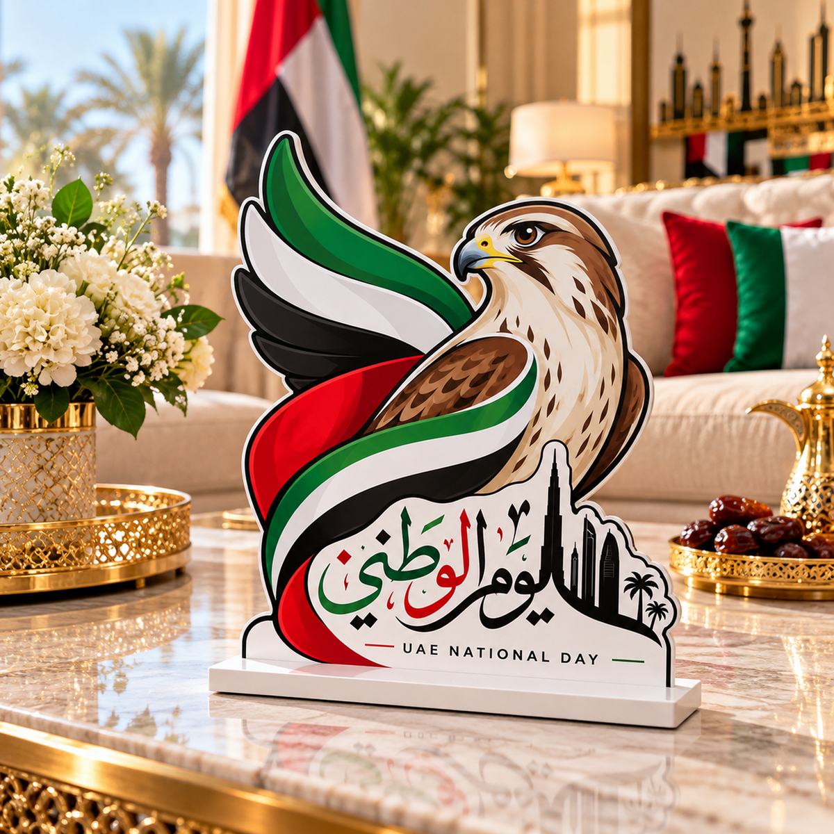 UAE National Day Falcon & Flag Table Decoration