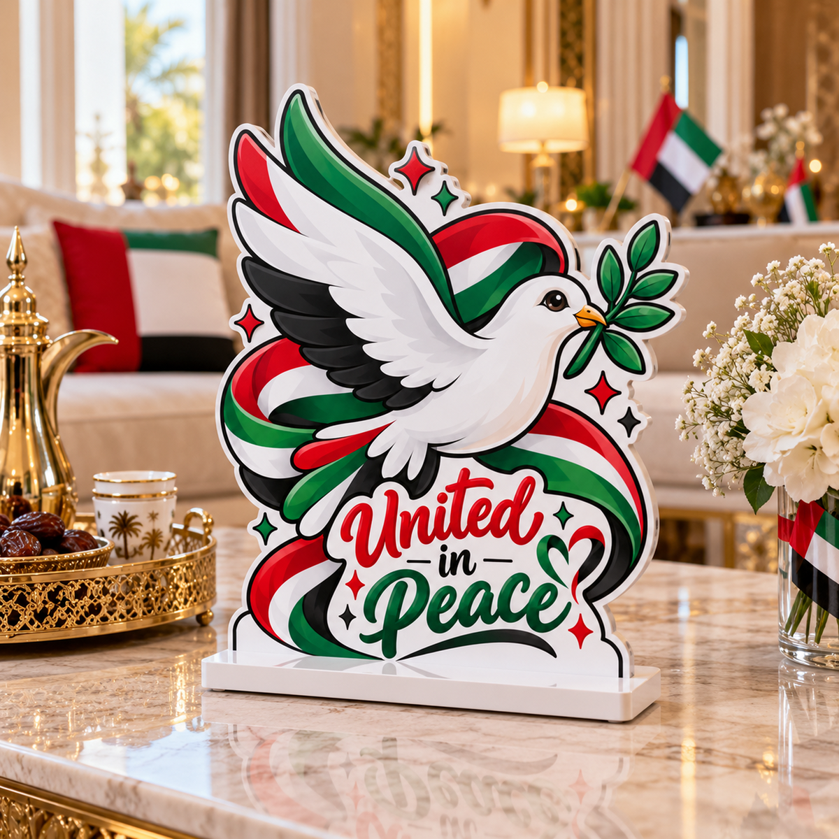 UAE National Day United in Peace Dove Table Decoration