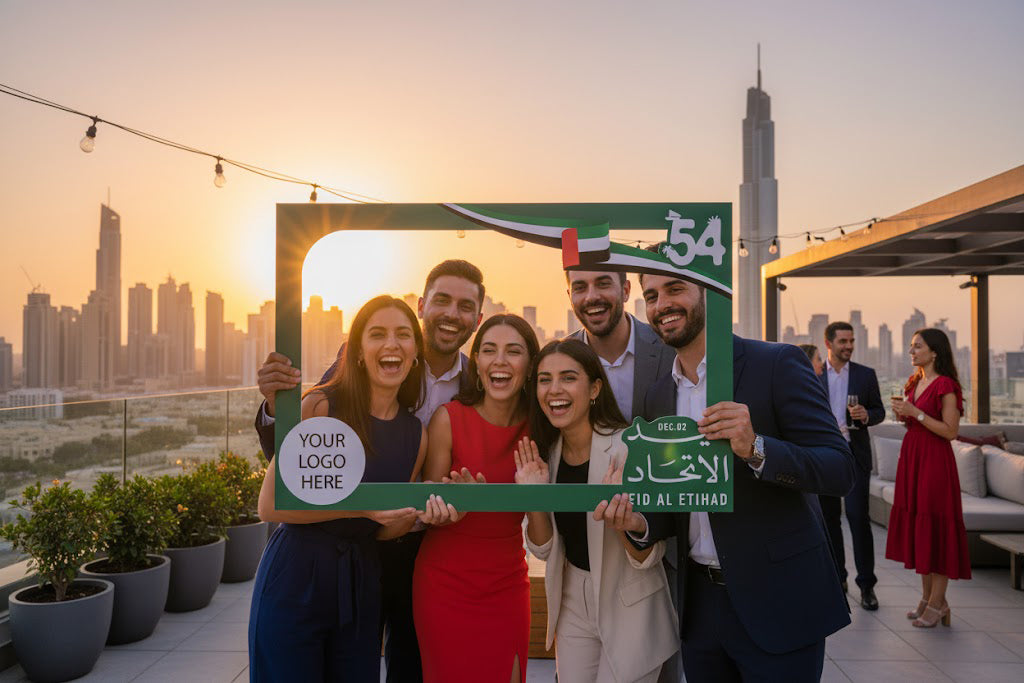 UAE National Day Horizontal Selfie Frame – 120 × 80 cm | “Emerald Edition” 54th Eid Al Etihad Foam Board Frame | Yalla Printing UAE