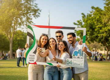 UAE National Day Horizontal Selfie Frame – 120 × 80 cm | “Classic Flag Line” 54th Eid Al Etihad Foam Board Photo Booth Frame | Yalla Printing UAE