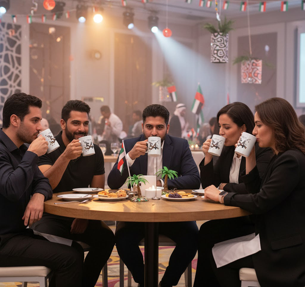 UAE National Day Mug – 54th Eid Al Etihad Edition | Ceramic Souvenir Mug with National Emblem Print | Yalla Printing UAE