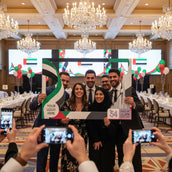 UAE National Day Horizontal Selfie Frame – 120 × 80 cm | 54th Eid Al Etihad “Flag & Skyline” Foam Board Photo Booth Frame | Yalla Printing UAE