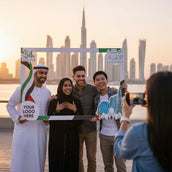 UAE National Day Horizontal Selfie Frame – 120 × 80 cm | “United in Our Journey” 54th Eid Al Etihad Foam Board Photo Booth Frame | Yalla Printing UAE