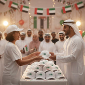 UAE National Day Cap – 54th Eid Al Etihad Edition | Premium White Cotton Cap with National Emblem Print | Yalla Printing UAE