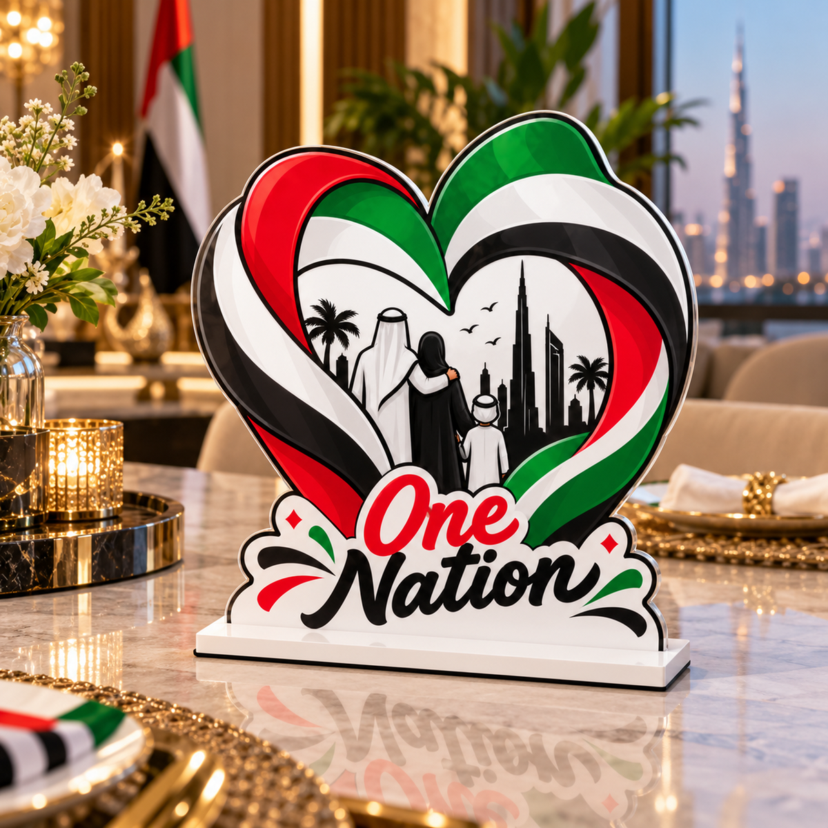 UAE National Day One Nation Heart Table Decoration