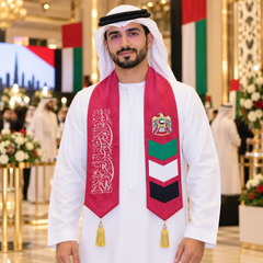 UAE National Day Red Chevron Calligraphy Stole Scarf