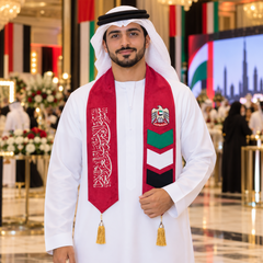 UAE National Day Red Chevron Calligraphy Stole Scarf – view 3