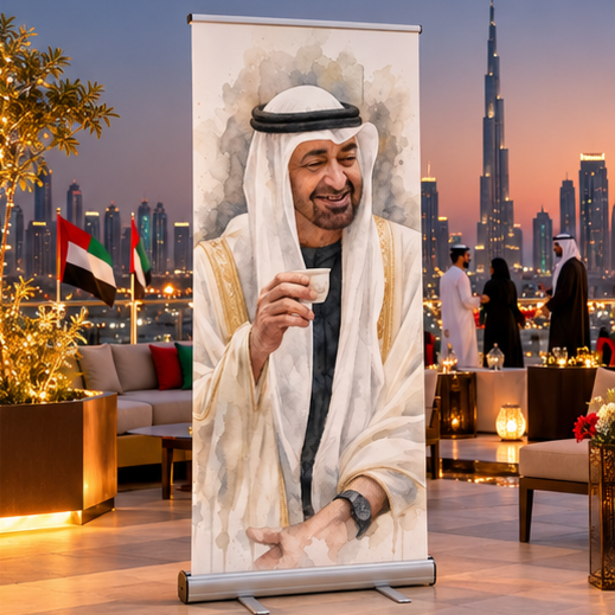 UAE National Day Smiling Leader Portrait Roll-Up Banner