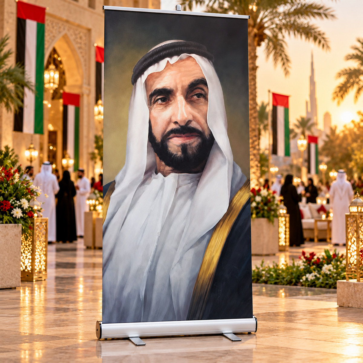 UAE National Day Founder Portrait Heritage Roll-Up Banner