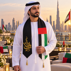 UAE National Day Gold Calligraphy Flag Stole Scarf – view 2