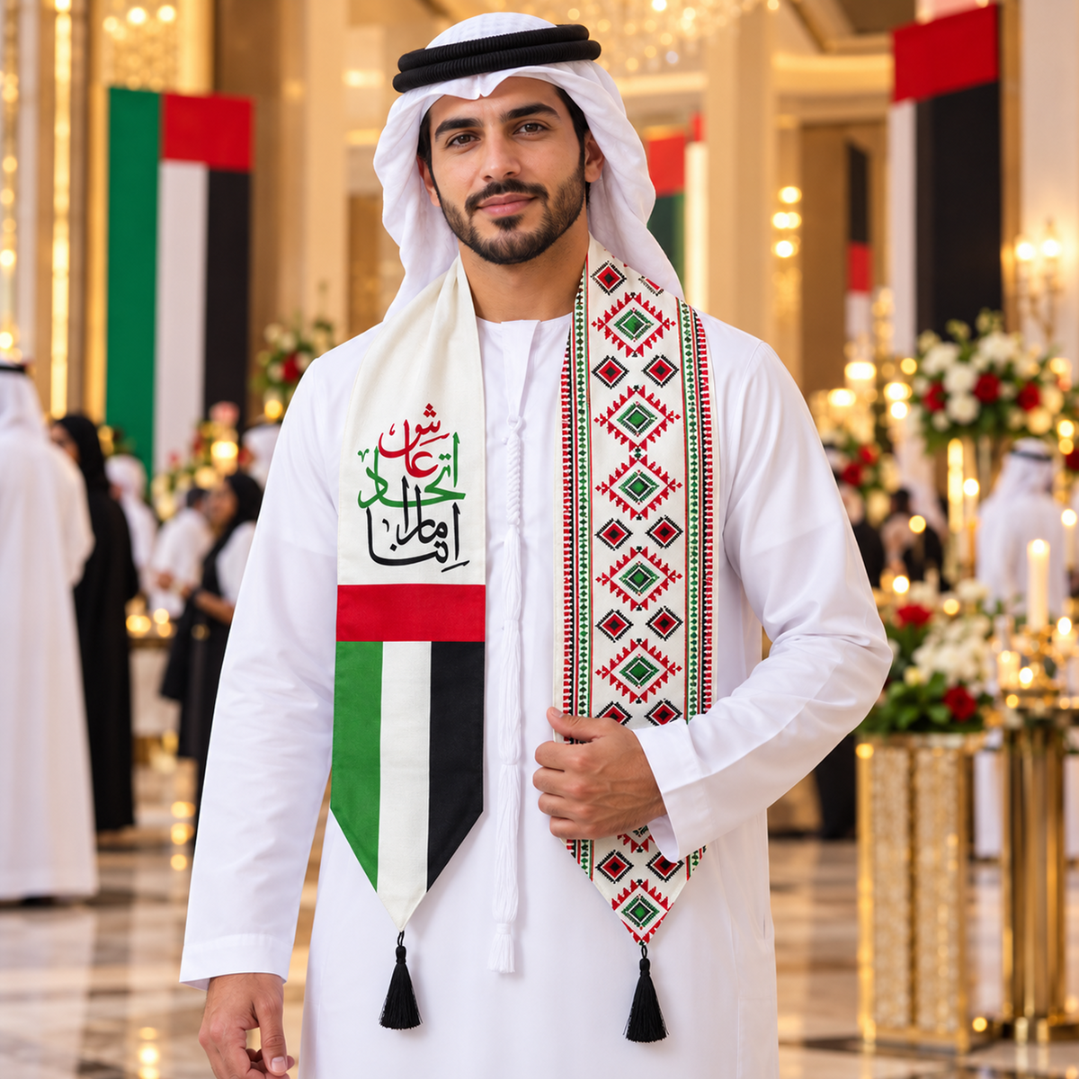 UAE National Day Geometric Heritage Pattern Stole Scarf