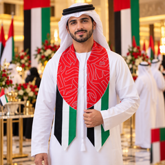 UAE National Day Red Calligraphy & Flag Stole Scarf – view 2