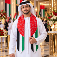 UAE National Day Red Calligraphy & Flag Stole Scarf – view 3