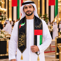UAE National Day Black & Gold Heritage Calligraphy Stole Scarf – view 2